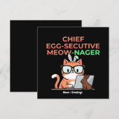Chief Egg-secutive Meow-Nager Funny Easter Cat Kaart (Voorkant / Achterkant)