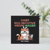 Chief Egg-secutive Meow-Nager Funny Easter Cat Kaart (Staand voorkant)