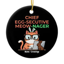 Chief Egg-secutive Meow-Nager Funny Easter Cat 