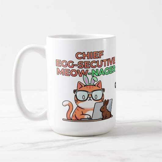 Chief Egg-secutive Meow-Nager Funny Easter Cat  Koffiemok (Links)