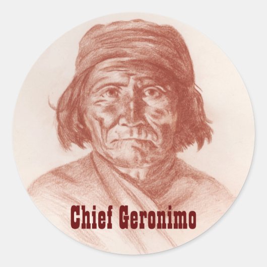 Chief Geronimo, Apache Indiaas historisch portret Ronde Sticker (Voorkant)