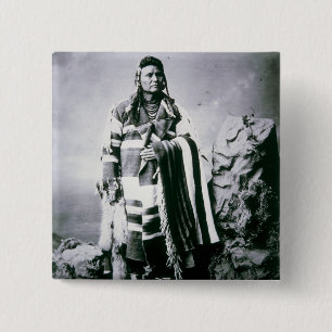 Chief Joseph (1840-1904) c.1880 (foto) Vierkante Button 5,1 Cm