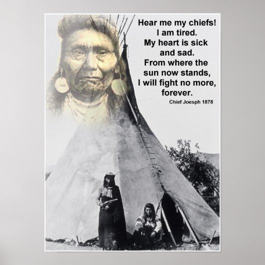 Chief Joseph hoort me Poster (Voorkant)