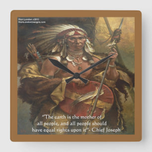 Chief Joseph Moeder Aarde Citaat Wandklok Vierkante Klok