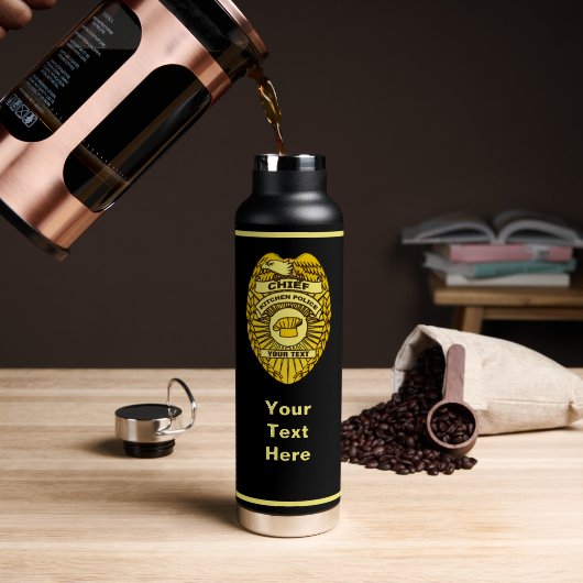 Chief Of Kitchen Police Badge Waterfles (Koffie (Gedraaid) )
