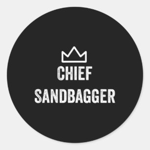 Chief Sandbagger Gift voor Golf Meme BJJ Schaakzan Ronde Sticker