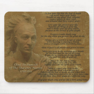 Chief Tecumseh mousepad: "Leef je leven" Muismat