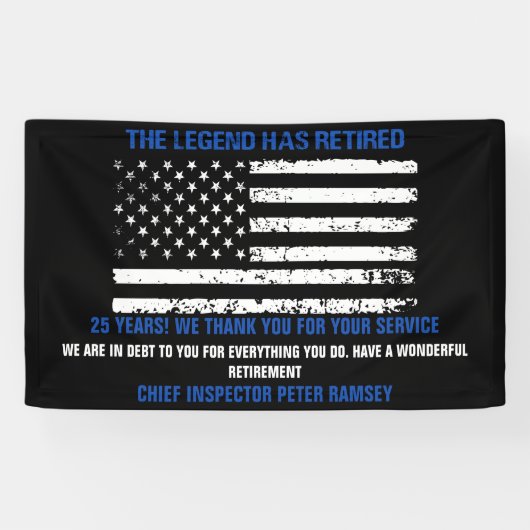 Chief Thin Blue Line Flag Retirement Party Spandoek (Horizontaal)