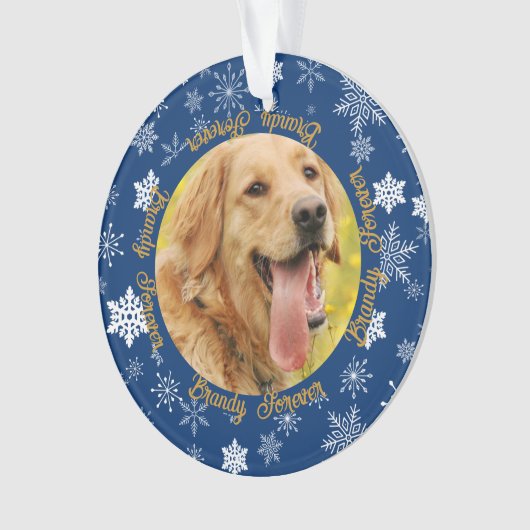 Chien 2 Photo Blue Snowflake Custom Christmas (devant)