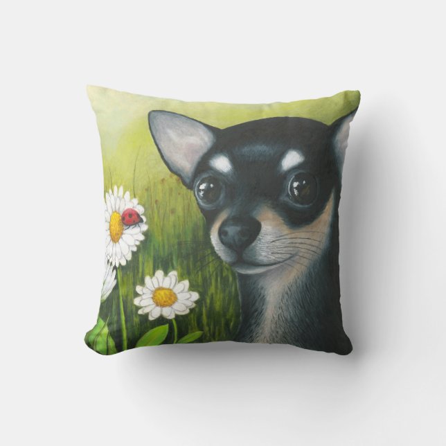 Chien 79 noir Chihuahua Coussin coque (Recto)