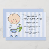 Chien à bâtons garçon 1er anniversaire Invitation (Devant / Derrière)