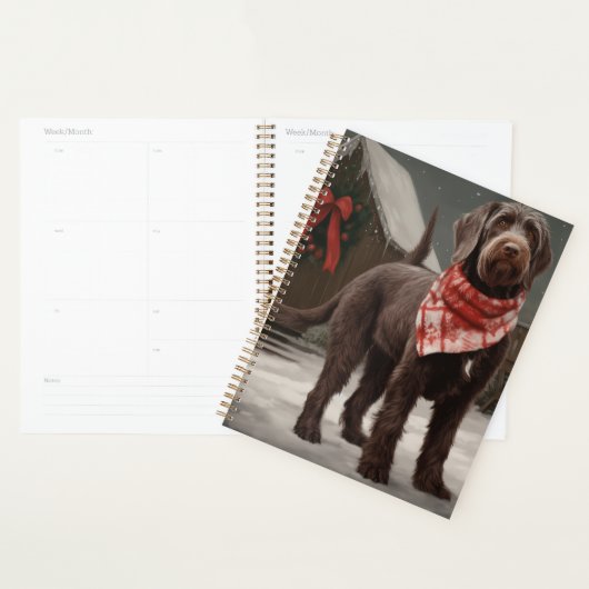 Chien à poil dur dans Noël enneigé (Devant avec enveloppe)