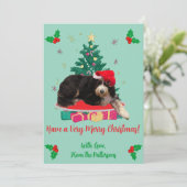 Chien à Santa Hat & Xmas Tree carte de vacances pl (Debout devant)