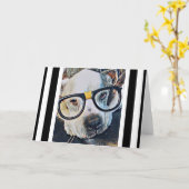 Chien adorable avec lunettes Carte de voeux pliée (Fleur jaune)