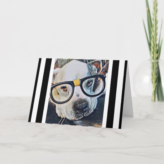 Chien adorable avec lunettes Carte de voeux pliée (Devant)