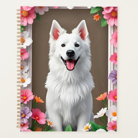Chien adorable encadré de fleurs (Devant)