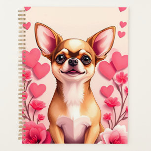 Chien adorable encadré de fleurs