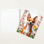 Chien adorable encadré par des fleurs (Devant avec enveloppe)