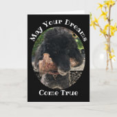 Chien amusant avec une carte d'anniversaire d'os (Fleur jaune)