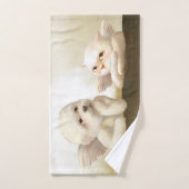 Chien angélique et chat sur Cloud (Serviette à main)