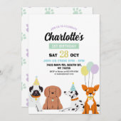 Chien Anniversaire Invitation Fille Garçon Party P (Devant / Derrière)