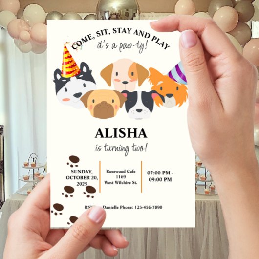 Chien Anniversaire Pawty Anniversaire Invitation