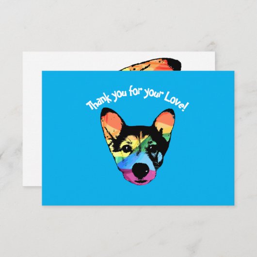 Chien arc-en-ciel, carte, carte de remerciements (Devant / Derrière)