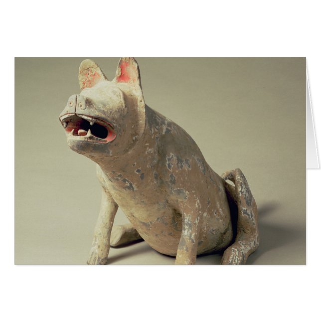 Chien assis de poterie chinoise primitive, tombe (Devant horizontal)