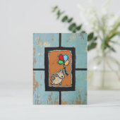 chien avec ballons carte postale (Debout devant)