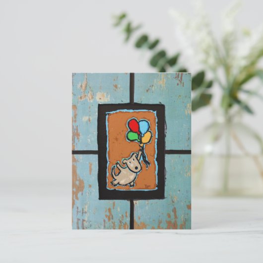 chien avec ballons carte postale (Debout devant)