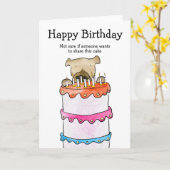 Chien avec carte d'anniversaire de gâteau (Fleur jaune)