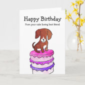 Chien avec carte d'anniversaire de gâteau (Fleur jaune)