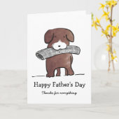 Chien avec carte de Fête des pères de journal (Fleur jaune)