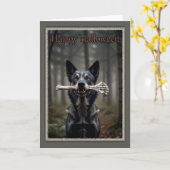 Chien avec carte d'Halloween os (Fleur jaune)
