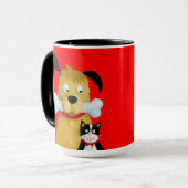 Chien avec l'os et le chat - tasse drôle (Devant gauche)