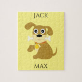 CHIEN AVEC PUZZLE D'OS. NOM DE L'ENFANT ET DU CHIE (Vertical)