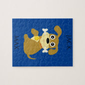 CHIEN AVEC PUZZLE D'OS. NOM DE L'ENFANT ET DU CHIE (Horizontal)