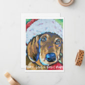 Chien avec Santa Hat carte de voeux (Devant/Arrière en situation)