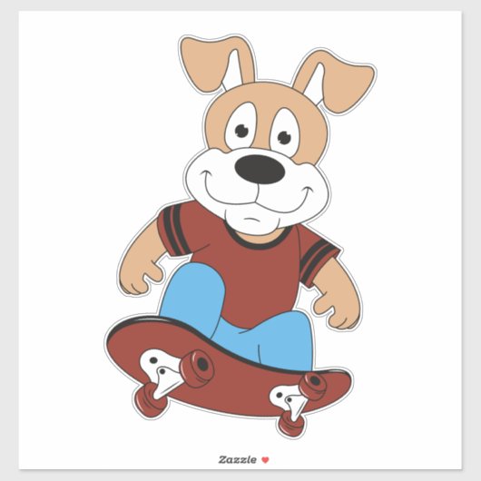chien avec skateboard Custom-Cut Vinyl Sticker (Feuille)