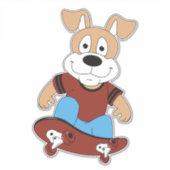 chien avec skateboard Custom-Cut Vinyl Sticker (Devant)