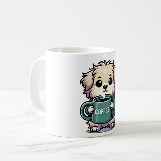 Chien avec tasse à café (Devant gauche)