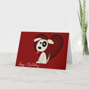 Chien avec un coeur - Carte d'anniversaire
