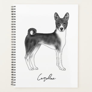 Chien Basenji noir et blanc avec texte personnalis