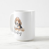 chien beagle avec tasse de café, chien avec attitu (Devant gauche)