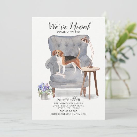 Chien beagle | Faire-part de déplacement (Debout devant)