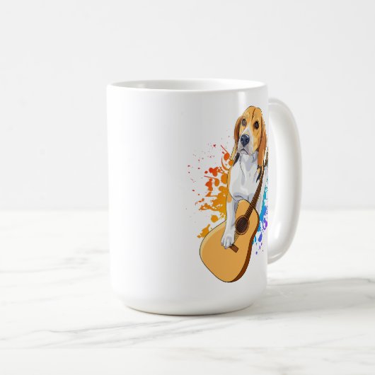 Chien beagle Jouant Acoustique Guitare Coffee Mug (Devant droit)