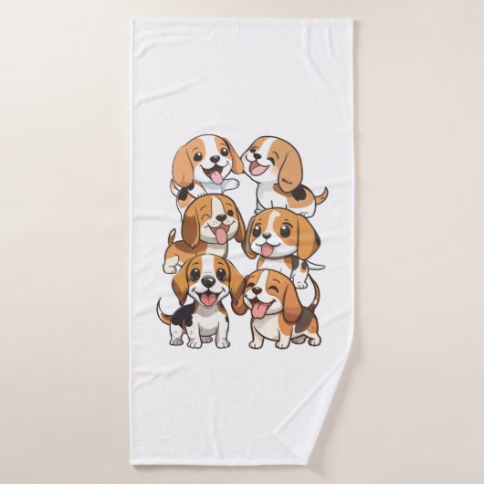 chien beagle joyeux (Serviette de bain)