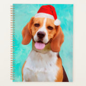 Chien beagle Noël Portrait de chapeau de Noël (Devant)