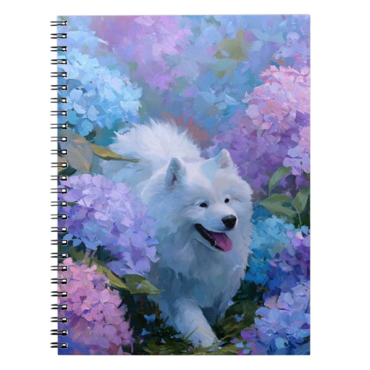 Chien blanc en bouffée dans le Carnet de Hydrangea (Devant)