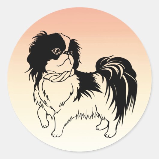 Chien blanc et noir sur Autocollant orange (Devant)